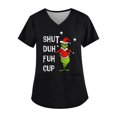 thumbnail image 1 of Uniforme de enfermería MIARHB, talla grande, estampado navideño, uniforme de trabajo, tops para mujer, cuello en V, manga corta, ropa de trabajo con 2 bolsillos, 3XL, 1 of 4