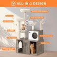 thumbnail image 2 of Ourlova 3-In-1 Cat Tower Large Cat Tree with Litter Box Enclosure Rustic Grey, 2 of 8