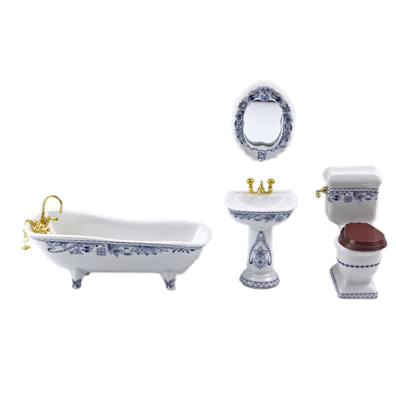 Ensemble de Meubles de Salle de Bain pour Maison de Poupée en Porcelaine à l'Échelle 112, Miniature Exquise pour Exposition et Jeu