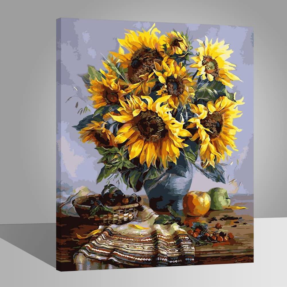 Warm Sunflower DIY Oil Painting Paint by Number Kit 16x20 Inch