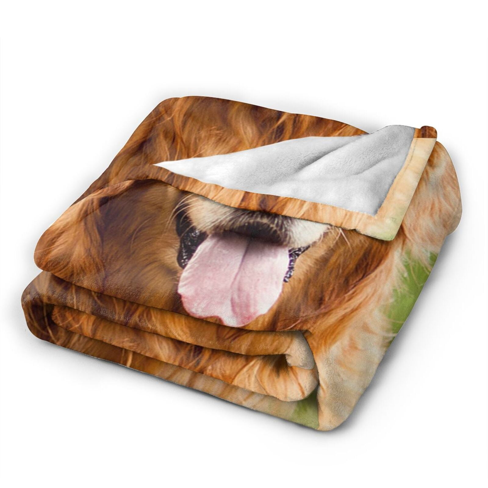Wijzvio Golden Retriever Dog Throw Blanket Soft Fuzzy Fleece Blanket For Couch Bed Living Room Decoration 50"X40"