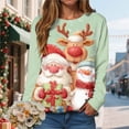 thumbnail image 2 of Kaprioy Womens Cute Christmas Sweatshirts Oversized Long Sleeve Casual Knit PulloverFall Fashion Clothing Tunic Tops Light Green, M, 2 of 6