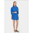 thumbnail image 3 of High Waist Drawstring Buttoned Mini Skirt, 3 of 5