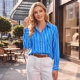 thumbnail image 2 of Womens Striped Button Down Shirts Casual Long Sleeve Collared Blouse Loose Fit Work Office Tops, 2 of 9