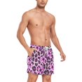 thumbnail image 4 of FORMRS Mens Swim Trunks Mesh Liner Quick Dry Casual Beach Board Shorts with Pockets, Sizes S-2XL, Purple Floral Leopard Pattern, 4 of 9