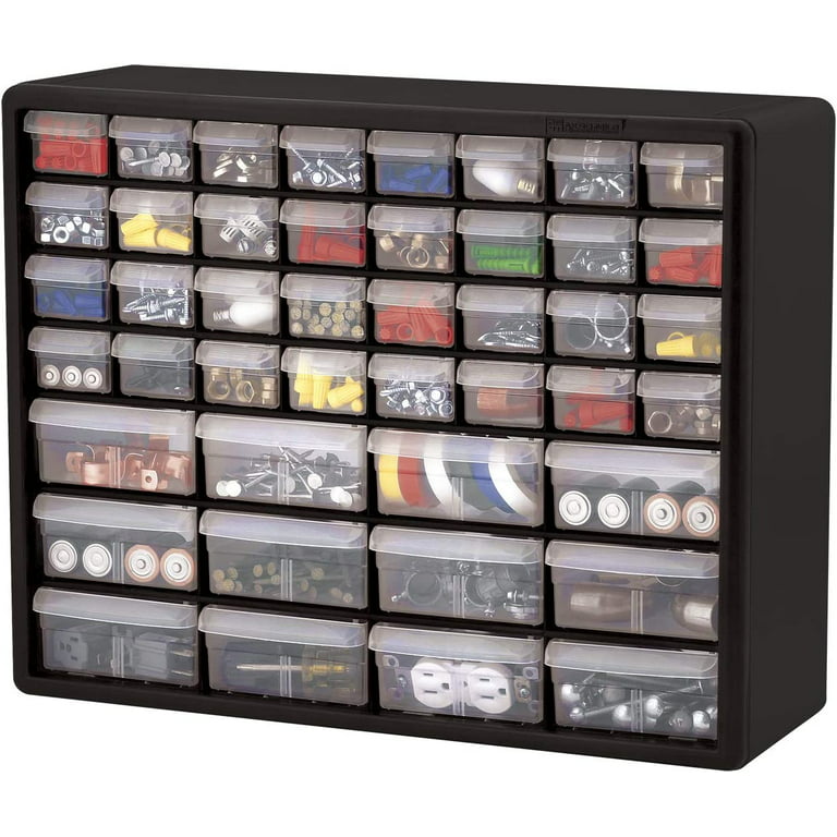 Akro-Mils 64 Drawer Plastic Storage Organizer with Drawers for Hardware,  Small Parts, Craft Supplies, Black 