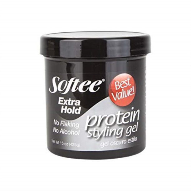 softee protein styling gel extra hold, alcoholfree black 15 oz