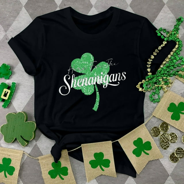 T-shirts de la Saint-Patrick pour Femmes, Col Rond, Manches Courtes, Imprimé Arbre de Noël
