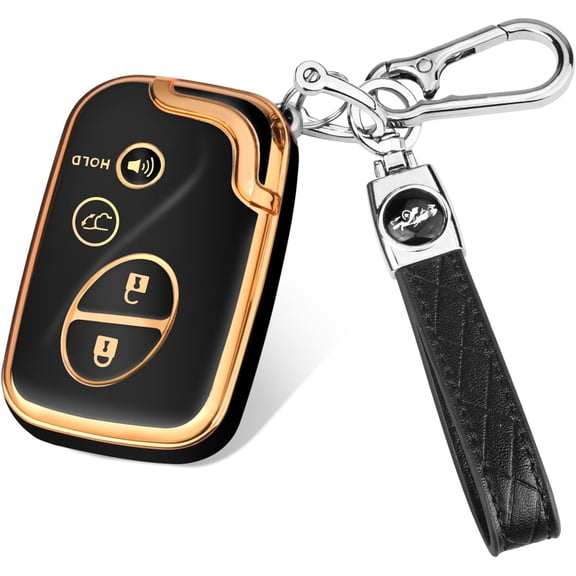 Key Fob Cover Compatible with Lexus RX350 RX450 GX460 LX570 CT200h ES350 GS300 GS430 GS450h GS460 IS250 IS350 LS460 2009-2015 Keychain Case Holder Protector,Gold/Black