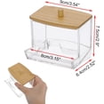 thumbnail image 3 of Clear Paper Clip Holder with Bamboo Lid Thick Acrylic Self-dispensing Office Supply Accessory Organizer Small Storage Cute Qtip for Bathroom Vanity (Clips Not Included), 3 of 4