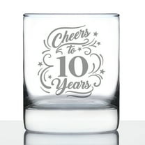 Bevvee Whiskey Rocks Glass 10.25 oz Cheers 10 Years Gifts for Whiskey Enthusiasts Glassware & Drinkware