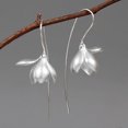 thumbnail image 1 of S925 Sterling Silver Earrings Elegant Magnolia Flower Drop Earrings Natural, 1 of 2