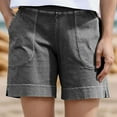 thumbnail image 4 of RPVATI Cotton Casual Shorts for Women Summer High Waisted Loose Fit Chino Shorts Comfy Vacation Gym Beach Shorts with Pockets Walking Workout Gray XL, 4 of 7