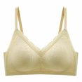 thumbnail image 2 of Bra No Underwire Women Bra Ultra-Thin Cup No Underwire Push up Sleep Bra V-Neck Pullover Bra Feature Hook and Eye Closure Sport Bra Style Y-421 , Yellow L, 2 of 2