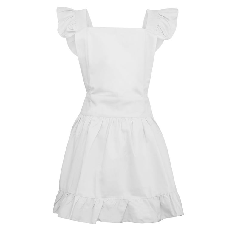 Aspire Kitchen Apron for Women Retro Cotton Frilly Maid Apron