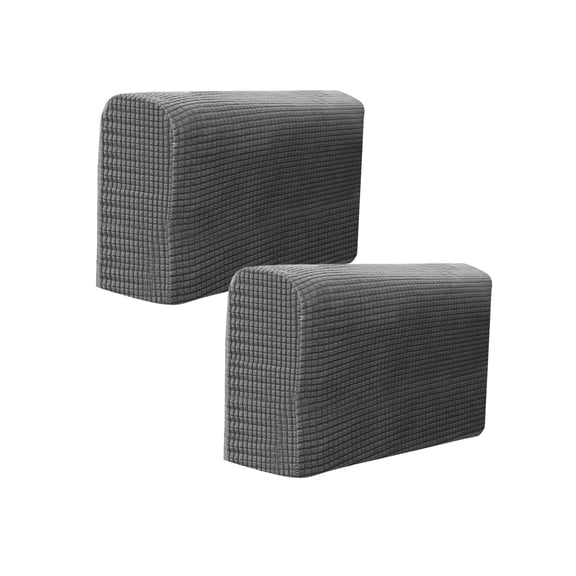 Charcrocsm Dark Grey Sofa Arm Covers, Stretch Fleece Anti-Slip Armrest Protectors for Recliner Chair, Thick Washable Covers for Couch