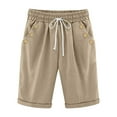 thumbnail image 4 of MNCEKFOD Women's Shorts Summer High Waisted Casual Shorts Lightweight Elastic Drawstring with Button Pockets Leisure Short Pants Khaki S, 4 of 5