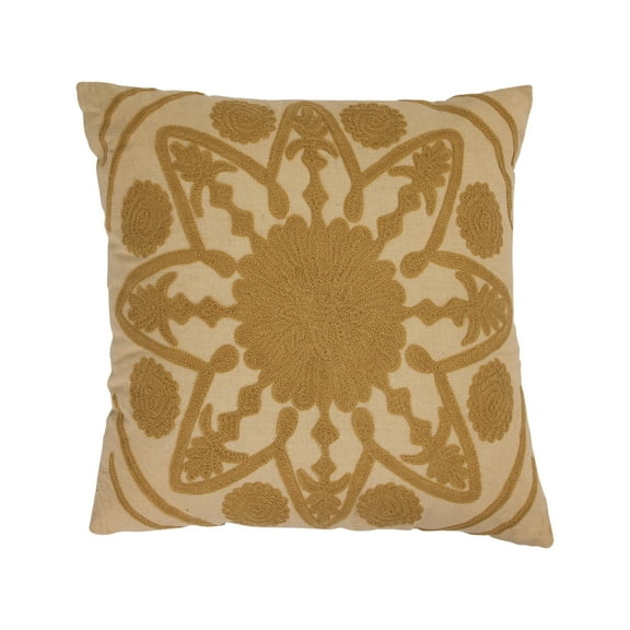 Creative Co-Op Cotton Pillow with Embroidery