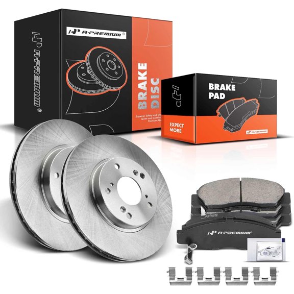 A-Premium 11.1 in (282mm) Front Vented Disc Brake Rotors   Ceramic Pads Kit Compatible with Acura and Honda Models - CSX 06-11, Accord 03-07, Civic 06-10, 6-PC Set