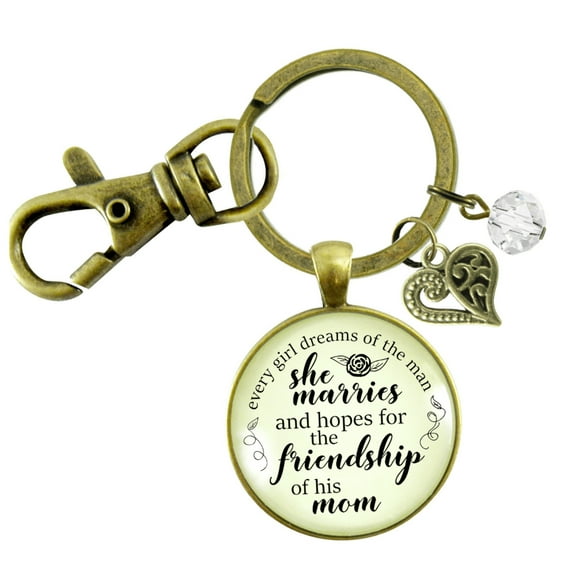 To Her Mother in Law Gutsy Goodness Bronze Keychain I Dream of Friendship With You Wedding Day Gift Jewelry