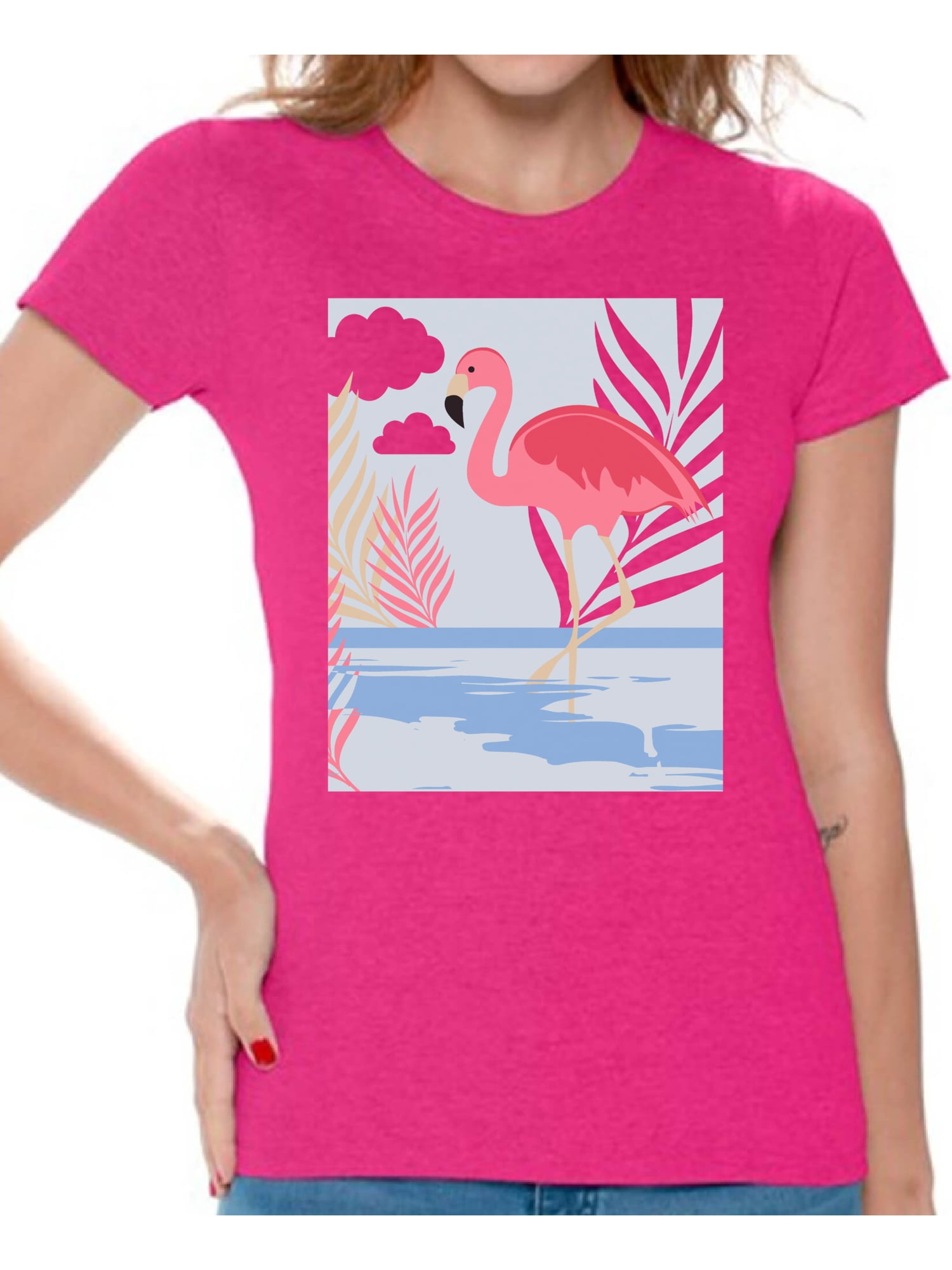 Awkward Styles Beach Party Womens T-Shirt Pink Flamingo Tshirt for ...