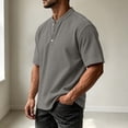 thumbnail image 5 of VEXRO Waffle Henley Tee Tops for Men Classic Fit Short Sleeve Knit Button Shirts for Casual & Daily, 5 of 7