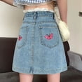 thumbnail image 5 of HJYCHN Women's High Waist A-line Jeans Skirt Elegant Casual Fashion with Button Design Short Skirt Casual Daily Wear Blue M, 5 of 6