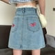 thumbnail image 5 of Falda pantalón vaquera de cintura alta para mujer - Culotte asimétrico, diseño con botones - Informal/Ropa urbana - S-XXXL, 5 of 6