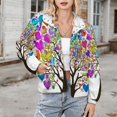 thumbnail image 3 of Jackets for Women Winter Coat Jackets Flannel Stand Collar Jacket(Colorful Heart Tree Art,Size:S-4XL), 3 of 7