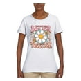 thumbnail image 2 of Wild Bobby Retro Better Together Daisy Smiley Face Checkered Background Vintage Women Graphic Tee, White, XX-Large, 2 of 6