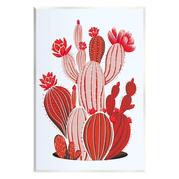 Stupell Industries Red Modern Cactus Plants Botanical & Floral Painting Unframed Art Print Wall Art, 10 x 15