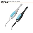 thumbnail image 3 of Uxcell 2 Pcs Craft Tweezers Crossing Lock Curved Stainless Steel Tweezer for DIY Blue/Silver/Black, 3 of 6