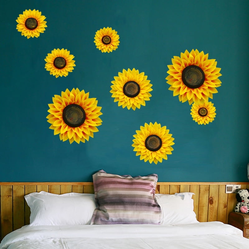 Sunflower Wall Stickers DIY Wall Decals Decor for Living Room Kitchen Bedroom Bathroom 