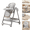 GREY, variant on Sunny Babe Convertible Baby High Chair Folding Baby Swing with Trays,Wheels,PU Leather,for Babies to Toddlers,Unisex,KHAKI