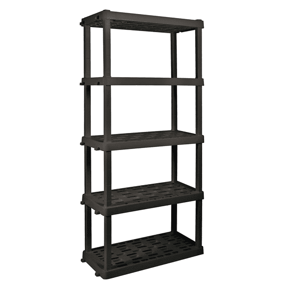 Oskar Plastic Storage Shelves Garage Shelving Unit 5-Tier W30 x D14 x H75" Black