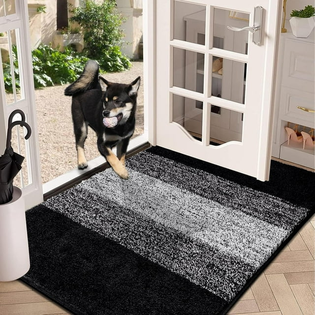Tapis d'Entrée Intérieur Tapis de Porte Antidérapant Absorbant Attrape-Boue Tapis LowProfile Tapis de Sol Intérieur Doux Lavable à la Machine Petits Tapis Tapis de Porte pour Entrée (‘‘x‘‘ Gris)