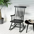 thumbnail image 2 of Costway Solid Wood Rocking Chair Porch Rocker Indoor Outdoor Seat Glossy Finish Black, 2 of 6