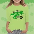 thumbnail image 2 of Gunia St Patricks Shirts For Kids Boys Girls 3/4 Sleeve Irish Green Shamrock Clover Funny Graphic Crew Neck Casual St. Patrick'S Day T-Shirt Kids Tee Tops 3-14 Years Light Green, 2 of 4