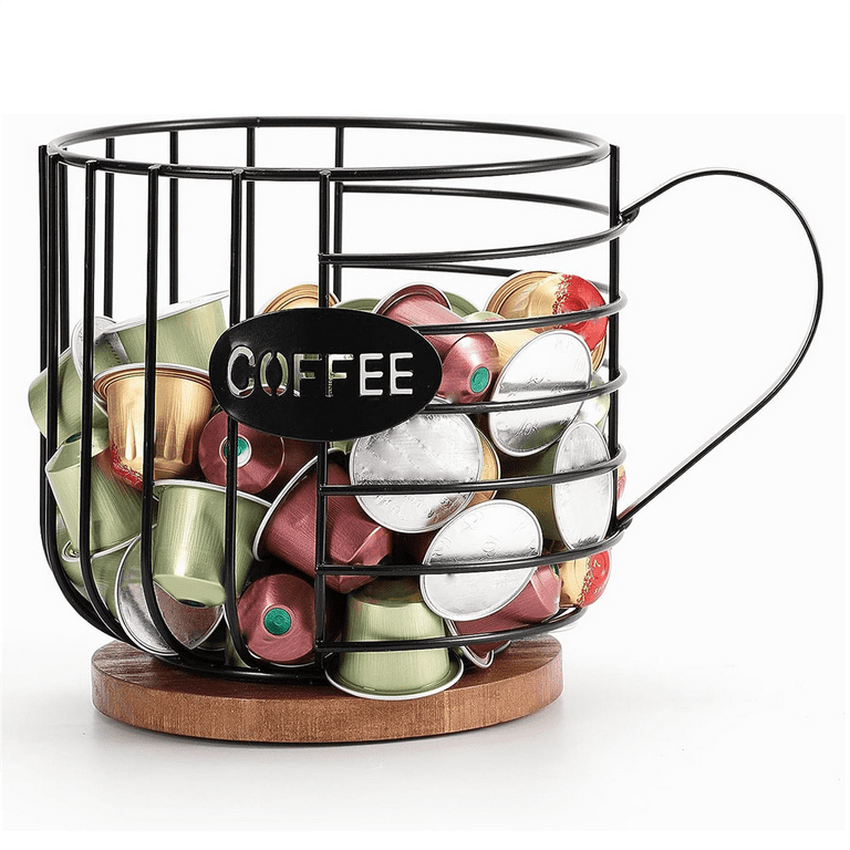 Coffee Pod Holder Wooden,40 K cups, K cup holder with 8 cup holders,  durable 4-layer coffee bean storage rack, 4 compartments for  seasoning,coffee