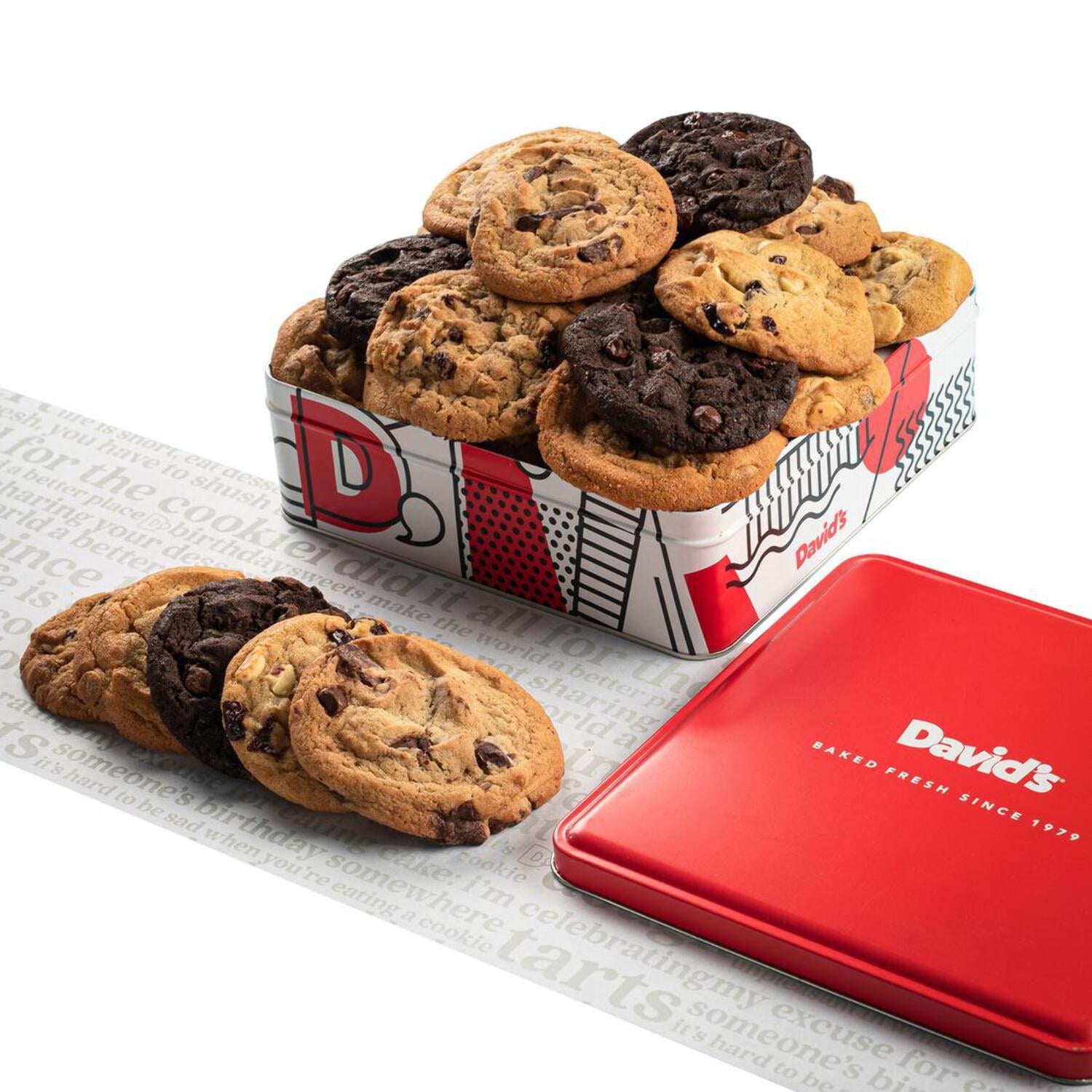 David's Cookies Assorted Fresh Baked Cookies 1lb - Delectable Handmade Cookies and Made with Premium Ingredients - Gourmet Food Cookie Gift Basket - Great Gift For Him, For Her, On All Occasion