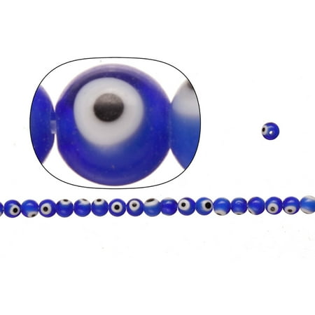 - Glass Beads, Sapphire Blue Base Evil Eye Amulet Design, 6mm Round. Sold per pkg of2x 36Cm StrinGram/pack (2-Pack Value Bundle), SAVE $1