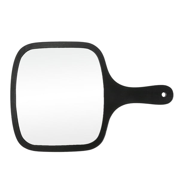 Espejo de mano único Bargains con mango, espejo de mano para afeitado de hombres, espejo portátil de viaje para mujeres, negro L