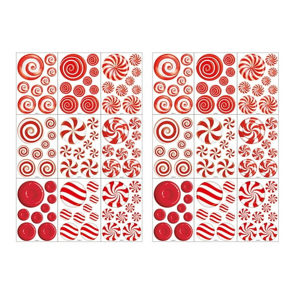 adviicd Christmas Window Clings Candy Window Decals Oil Painting Christmas Red Candy Stickers For Xmas Home Office School Decor Winter Glass Window Decoration