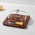 thumbnail image 4 of FHBVT Glass Box Cake Dessert Storage Box Cheese Butter Display Tray Wooden Base Elegant Serving Container Home Kitchen Tabletop Party Buffet Holiday Storage Essential Multipurpose Tray, 4 of 6
