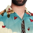 thumbnail image 5 of Eiffel Tower Valentine's Day Men's Short Sleeve Poplin Shirt, Casual Printed Button Down Top for Summer Beach, Spread Collar Unisex Beach Shirt, 5 of 6