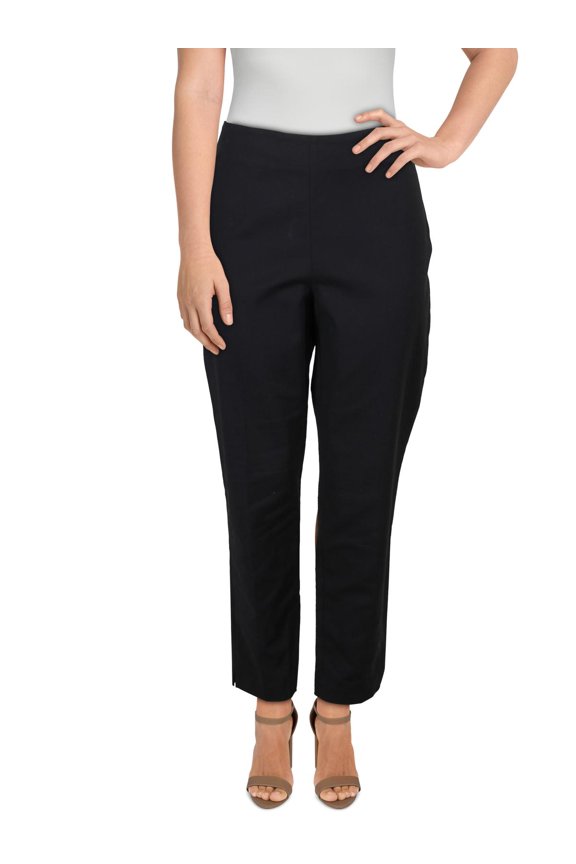 Womens Cropped Mid-Rise Skinny Pants Black 14