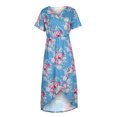 thumbnail image 1 of Vestido casual estampado de manga corta con cuello en V para mujer de moda Fridja  qw6520, 1 of 1