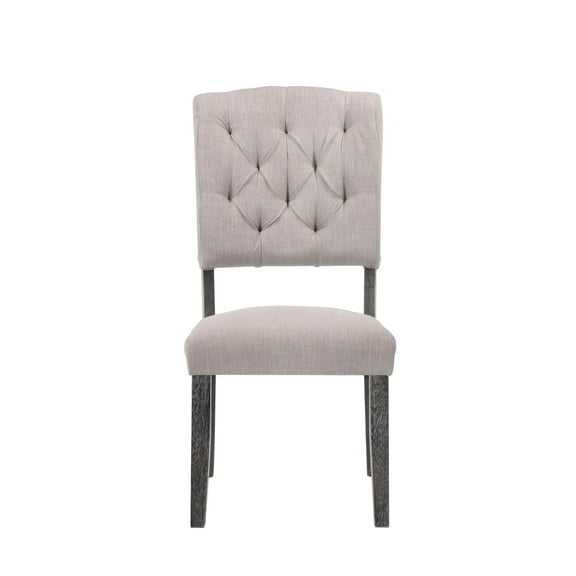 Newboti Furniture Beige and Weathered Grey Oak Tufted Back Side Chairs (Set of 2) 21913