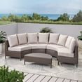 thumbnail image 4 of Noble House Newton 5 Piece Outdoor Wicker Sectional Sofa Set in Brown, 4 of 29