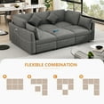 thumbnail image 3 of BedLuxury 5 Seater Reversible Modular Sectional Sofa,Convertible Sleeper Couch Bed, Upholstered Corner Sofa with a Movable Ottoman and USB Ports for Living Room, Grey, 3 of 8